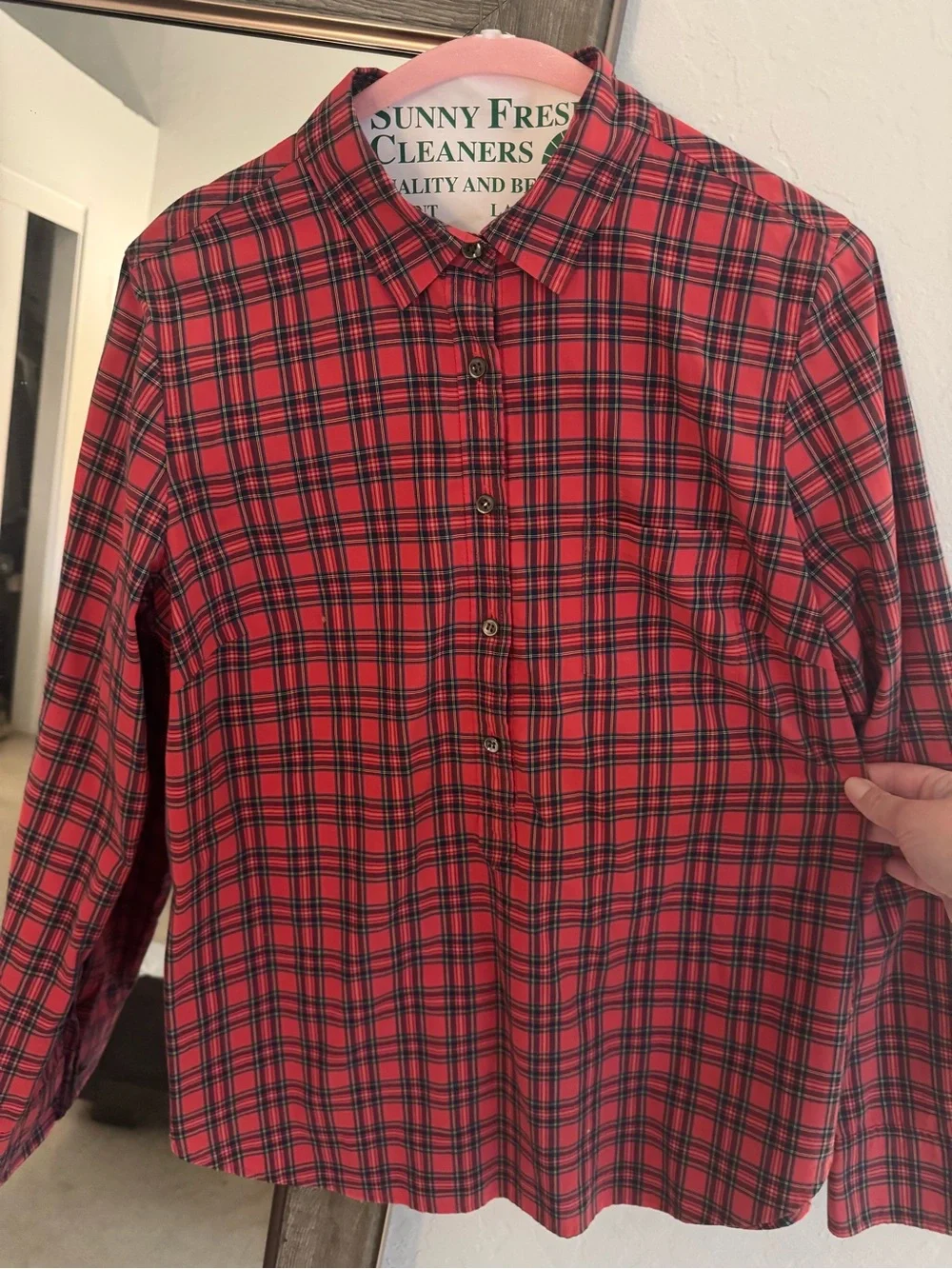 J. Crew Red and Navy Plaid Button-Down Shirt